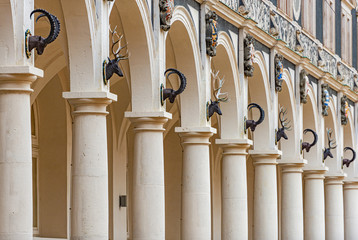 Old building with columns in Dresden, Germany.