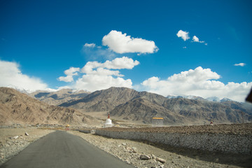 chortens in ladakhi mountains, indian himalayas