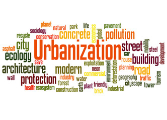 Urbanization word cloud concept 3