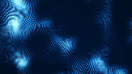 Obraz premium Dot white blue wave light screen gradient texture background. Abstract technology big data digital background. 3d rendering.