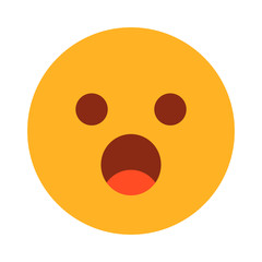 Yellow surprised emoji vector isolated. Face expression