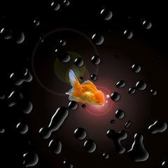 Simbologia di un pesce rosso oro nello spazio astratto  