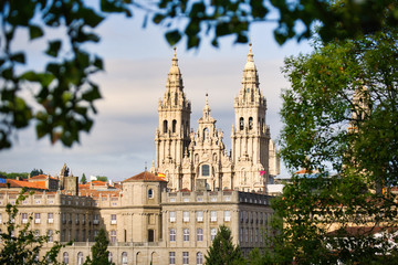 Fototapeta na wymiar View Of The Cathedral Of Santiago De Compostela In Spain