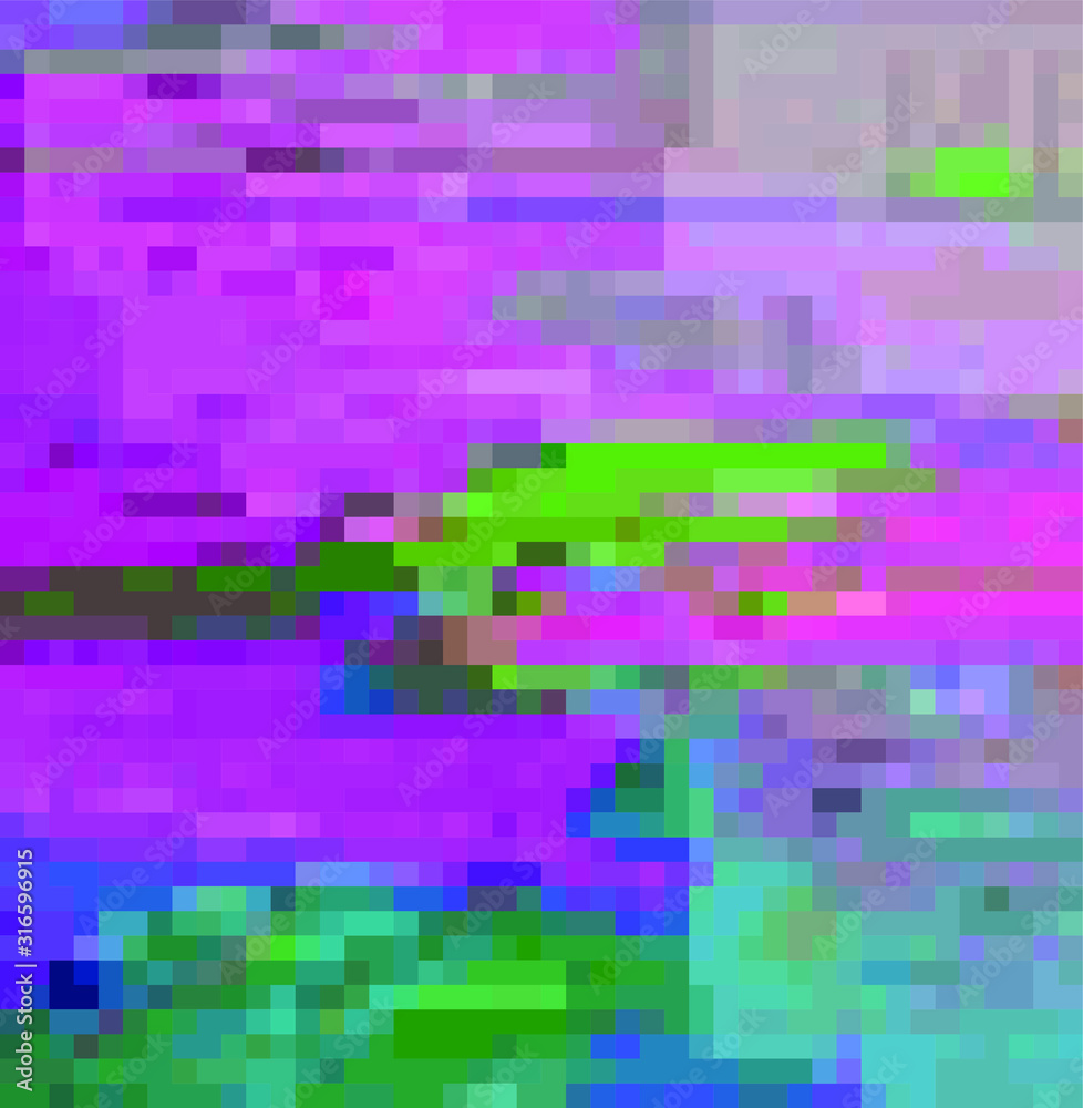 Poster Abstract webpunk and vaporwave style background with pixelated glitched screen. Generative computer art.