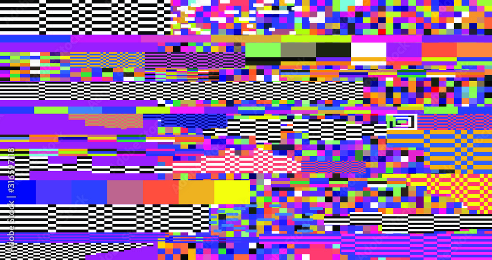 Poster Abstract webpunk and vaporwave style background with pixelated glitched screen. Generative computer art.