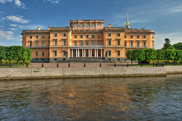 Fototapeta na wymiar St. Michael's Castle also called the Mikhailovsky Castle or the Engineers' Castle in Saint Petersburg, Russia. 