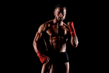 Fototapeta na wymiar Mixed Martial Arts Fighter, Boxer Is Ready to Fight