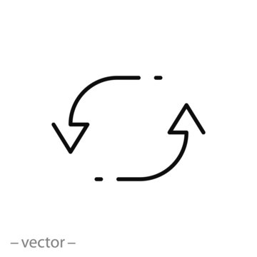 Exchange Trade Icon, Return Or Swap, Swap Cycle, Thin Line Web Symbol On White Background - Editable Stroke Vector Illustration Eps10