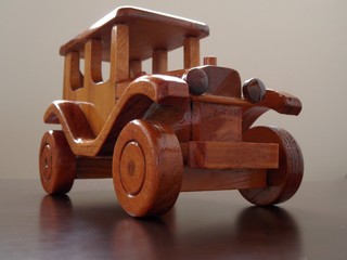 front view of small wooden car