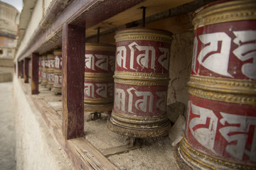 Fototapeta na wymiar buddhist prayer wheels in ladakh, India