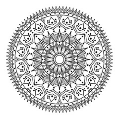 Mandala pattern black and white. Islam, Arabic, Pakistan, Moroccan, Turkish, Indian, Spain motifs. Vector illustration EPS 10. 