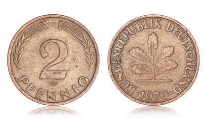 German two pfennig coin from 1970