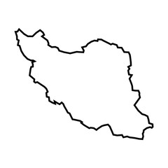 Iran - solid black outline border map of country area. Islamic Republic of Iran vector map. Iran outline map.