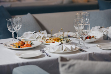luxury tableware beautiful table setting in restaurant