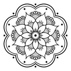 Mandala decorative round ornament. Can be used for greeting card, phone case print, etc. Hand drawn background, vector isolated on white. EPS 10 