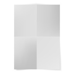 Vector A4 format paper with shadows. Blank four folded fold paper leaflet. Blank paper leaflet, flyer, follicle, leaf A4, broadsheet
