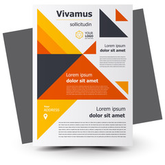 Flyer size A4 template, creative cover geometric triangles yellow color