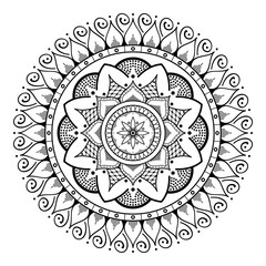 Mandala decorative round ornament. Can be used for greeting card, phone case print, etc. Hand drawn background, vector isolated on white. EPS 10 