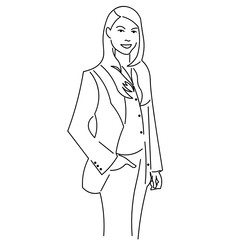 Lineart portrait of a woman at work in an office dress code