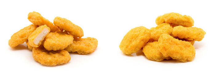 Fried chicken nuggets isolated on white