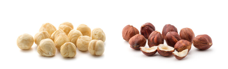 Hazelnuts isolated on the white background
