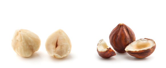 Hazelnuts isolated on the white background