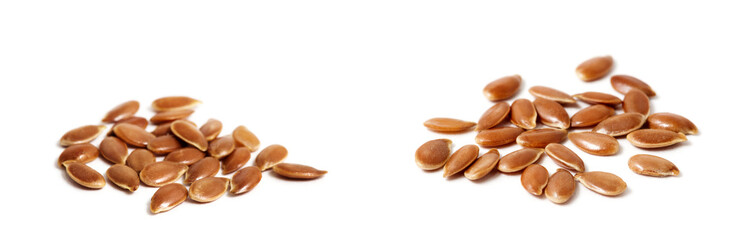 Flax seeds heap isolated on white