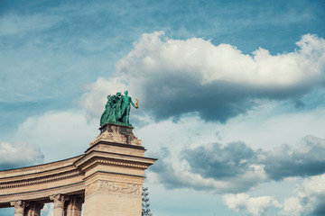 Symbolic sculpture of the Peace on the Hero Square Millennium Memorial in Budapest, Hungary