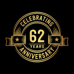 Fototapeta premium 62 years anniversary celebration logotype. Vector and illustration.