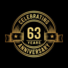 63 years anniversary celebration logotype. Vector and illustration.