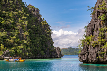 Fototapeta na wymiar Blue Lagoon in Coron island, Palawan, Philippines. Close to Kayangan Lake.