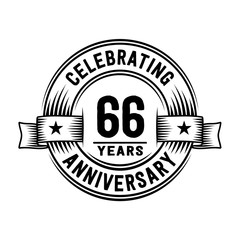 66 years anniversary celebration logotype. Vector and illustration.