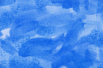 Hand painted blue watercolor background.
