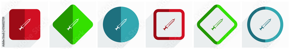Aufkleber Medicine icon set, flat design vector illustration in 6 options for webdesign and mobile applications in eps 10