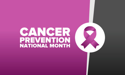 Cancer Prevention National Month. Celebrate annual in February. Control and protection. Awareness campaign. Medical healthcare concept. Poster with ribbon. Banner and background. Vector illustration
