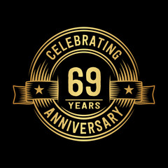 69 years anniversary celebration logotype. Vector and illustration.