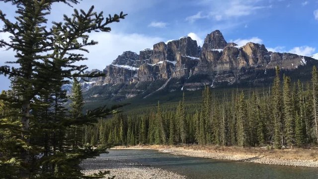 Castle Mountain is one of the most popular and photographed place in the Banff National Park in Canadian Rockies. Travel Alberta, Canada, Tourism, Bow Valley river, Lake Louise, Old 1A highway