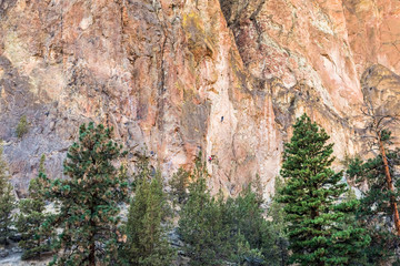 Sunset view of climbing walls at Smith Rock