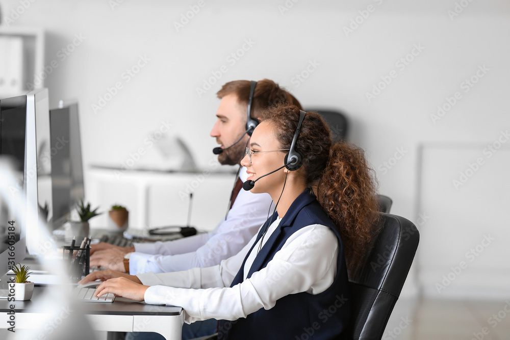 Poster Technical support agents working in office