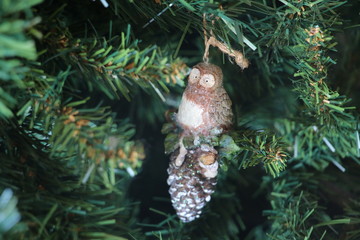 Vintage Christmas tree ornaments and lights from the '50s. Christmas and winter holiday concept.