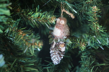 Vintage Christmas tree ornaments and lights from the '50s. Christmas and winter holiday concept.