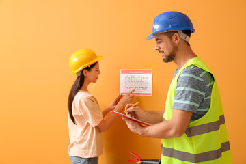 Fire safety specialists inspecting building