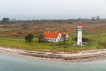 Enebarodde lighthouse. It is located in nordfyn municipality in region south Denmark, The...