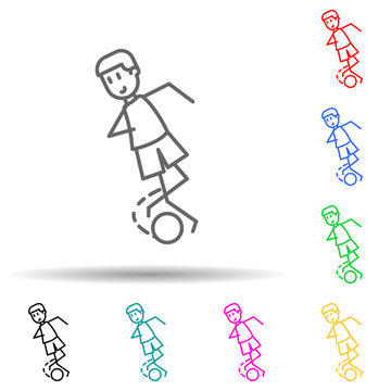 feint with ball multi color style icon. Simple thin line, outline vector of soccer in action icons for ui and ux, website or mobile application