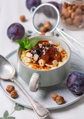 Gluten-free millet porridge in a ceramic bowl.
