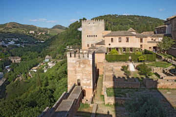 Fototapeta na wymiar Alcazaba (fortress) of Alhambra view from the tower, Granada, Spain