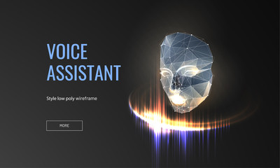 Voice assistant low poly wireframe landing page template
