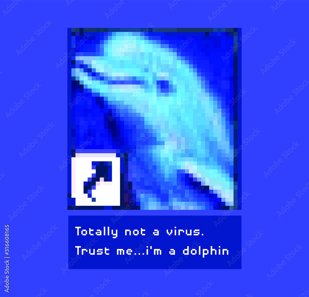 Poster Smiling dolphin icon with text 