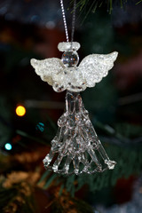 Glass angel ornament, Christmas tree decor, Birthday decoration