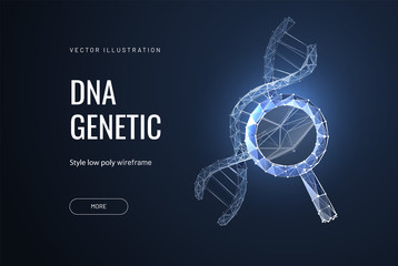 DNA analysis icon, genetics testing. dna chain in magnifying glass sign. genetic engineering, cloning, paternity testing. vector illustration